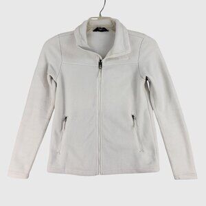 The North Face Womens White Full-Zip Fleece Jacket With Zippered Pockets XS